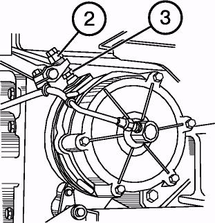 Adjustment of the brake valve and pneumatic system pressure regulator To adjust the brake control, proceed as follows; a) unscrew the locknuts (3) of the adjusting bolts (2); b) screw the bolts (2)