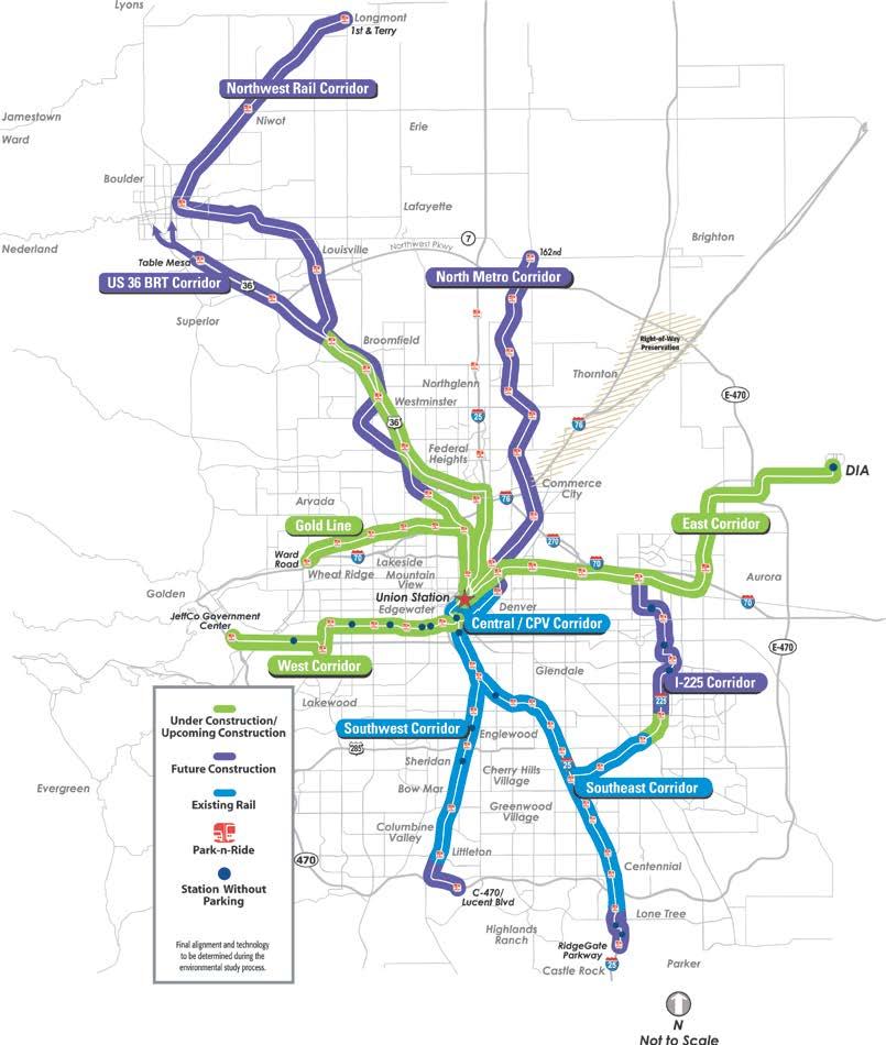 The RTD FasTracks Plan 122 miles of rail 18 miles of bus rapid transit 31 Park-n-Rides