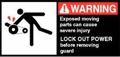 The following illustrations represent the typical hazard signs found at hazardous areas on LEWCO