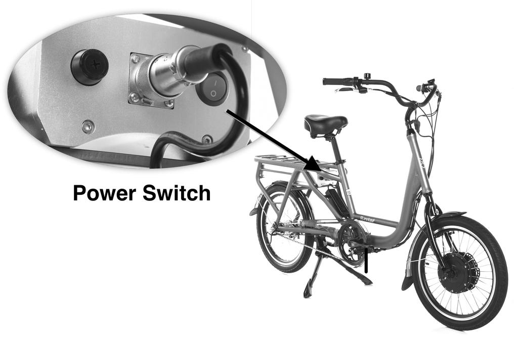 Turning the bicycle ON and OFF The electric bicycle can be ridden like a normal bicycle with the power turned ON or OFF. However the throttle will be active only if the power is turned on.