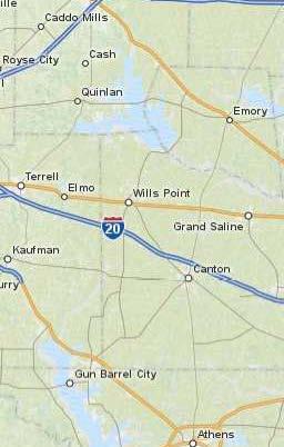 11. Merge onto I-20 E via the exit on the left toward Shreveport. Go 37.5 Mi 87.2 mi 12. Take EXIT 537 toward FM-773 / Van / FM-16 / Ben Wheeler. Go 0.2 Mi 87.