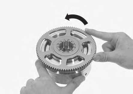 REDUCTION GEAR STARTER DRIVEN GEAR/STARTER CLUTCH REMOVAL Check the operation of the one-way clutch by turning the starter driven gear.