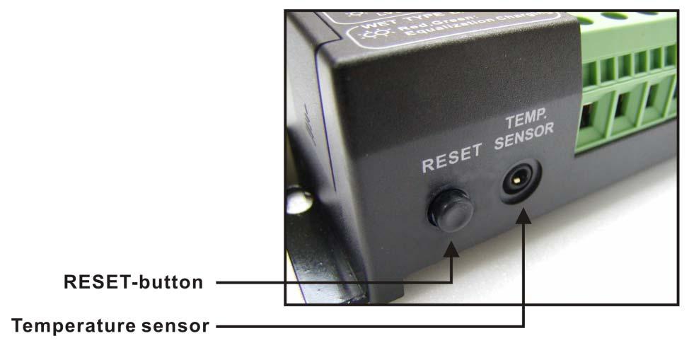 4 The Dip Switch Open the side door, you can see the dipswitch The dip switch are used to select the AUTO/MANUAL equalization charging, night-light mode ON/OFF selection and WET/SEALED type Lead-Acid