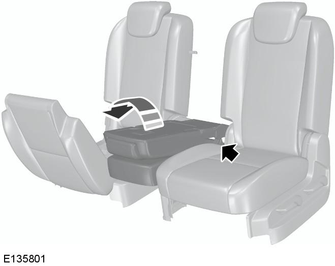 Seats Moving the seats backwards and forwards Note: If the center seat is not stowed it will move with the right-hand seat. 2.
