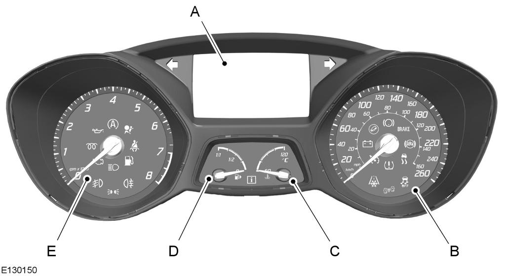 Instrument Cluster Type 2 A B C D E Information display. See Information Displays (page 81).