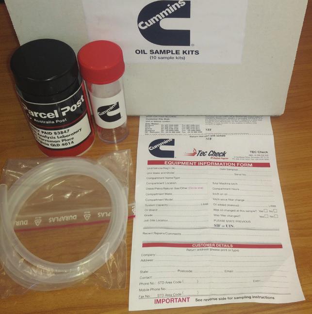 INTRODUCTION Cummins TEC Check Fluids Analysis Program is key for monitoring your engines contaminant levels, our program can provide evidence of system weakness or malfunction such as faulty air