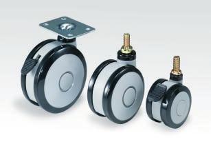 TWIN-WHEEL CASTERS DESIGN & VISUAL MERCHANDISING 1EE Centerbody Nylon Twin-Wheel Casters Capacities up to 220 lb.