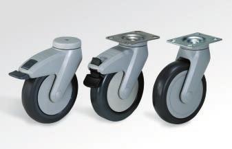 Nylon body casters available as rigid, swivel and swivel with Maxi-Lok combination swivel lock and wheel brake.