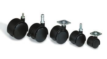 0EA Centerbody Nylon Twin-Wheel Swivel Casters Capacities up to 175 lb. Produced of virgin nylon material, these casters are strong, durable and enhance the appearance of your products.