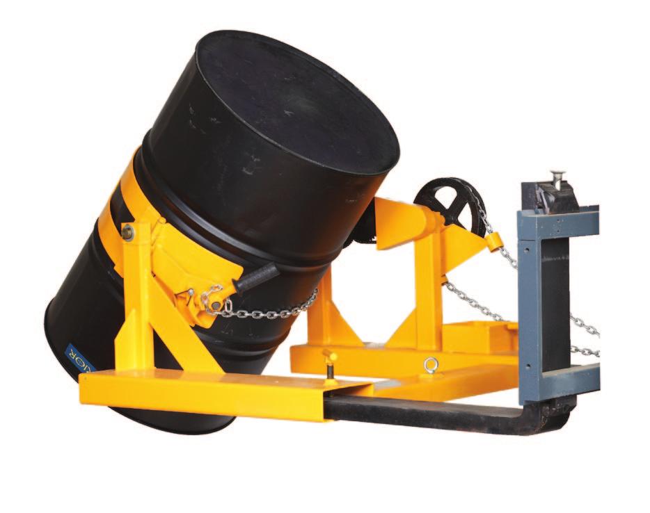 Positioner Capacity 400Kg For manipulating 205 litre steel or L and XL ring drums from horizontal to vertical and vice versa Hinged tines lock automatically when