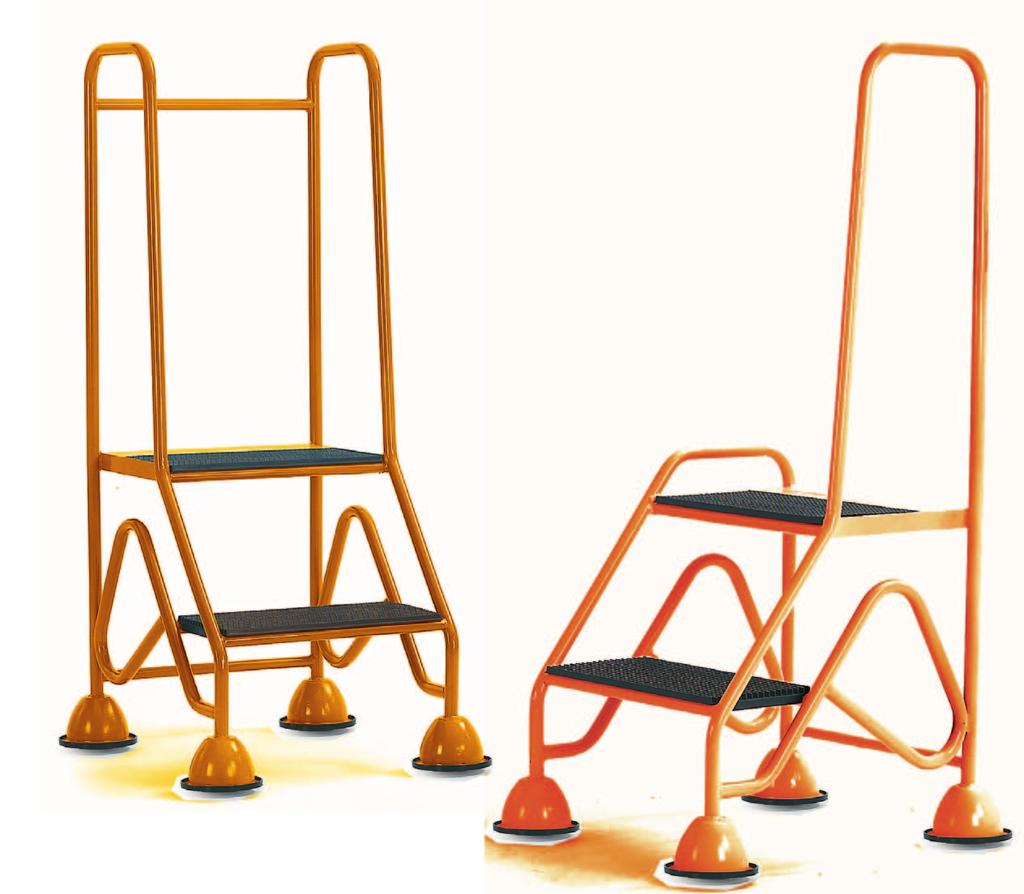 Tread Size 400 x 200mm Finish Orange Powder coat DESCRIPTION PLATFORM PLATFORM OVERALL WEIGHT NUMBER STEP NUMBER HEIGHT (mm) SIZE (mm) SIZE (H x W x D) (Kg) WRMS511 2 loophand rail 500 400 x 300