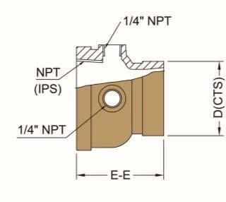 Model C55 Transition Adapter Actual Pipe Nominal Pipe Size IPS (NPT) x CTS (GRV) Steel Pipe (IPS) Copper Tubing (CTS) D E - E Weight in in in in Lbs mm mm mm mm Kgs 1½