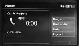 MAKING A CALL To make a call, follow this procedure: 1. Press the PHONE button on the instrument panel or the button on the steering wheel. The Phone menu will appear on the control panel display. 2.