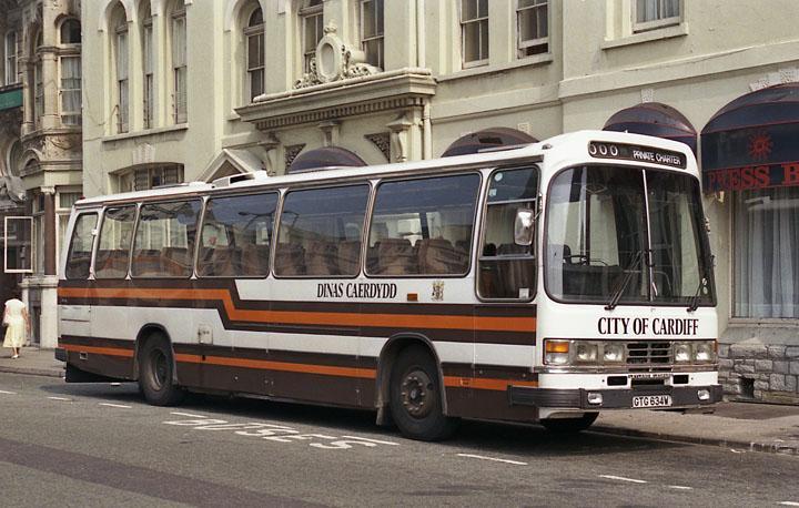 1980 1980 saw the delivery of two Duple Dominant-bodied Leyland Leopard coaches, the second of which, 4 (GTG 634W), is seen in Westgate Street on 31 st August 1990.
