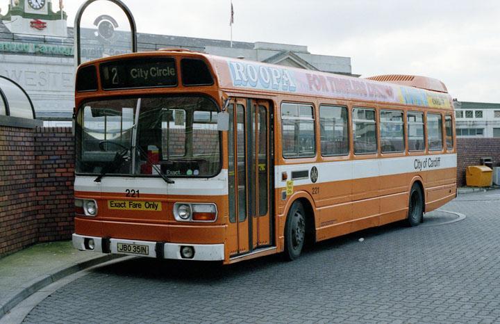 1975 1975 saw the last delivery of Leyland Nationals to Cardiff. The final example, 221 (JBO 351N), is seen in Cardiff Bus Station in January 1987 after conversion from B40D to B44F.