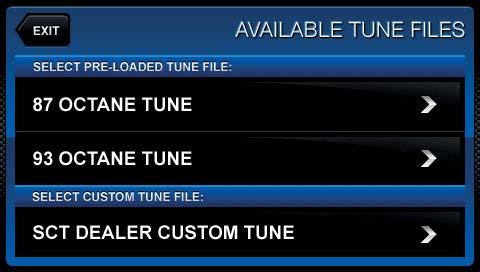 If your device contains any cus-tom tunes for your vehicle, this is where they will be listed.