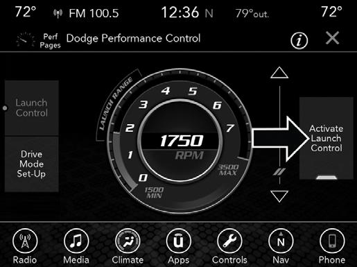 You will be able to enable, disable, and customize the functionality of the Launch Control and Drive Mode Set-Up features within Performance Control. Descriptions of these features are provided below.