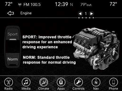 24 UNDERSTANDING YOUR INSTRUMENT PANEL button on the touchscreen from the mode Set-Up menu, and use the left/right arrows to toggle through available descriptions.