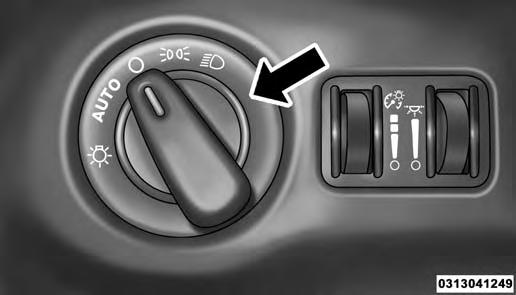 106 UNDERSTANDING THE FEATURES OF YOUR VEHICLE Headlight Switch Rotate the headlight switch clockwise to the first detent for parking light and instrument panel light operation.