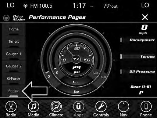 244 UNDERSTANDING YOUR INSTRUMENT PANEL When G-Force is selected, the following features will be available: Lateral G-Force Left and Right The lateral g-force measures the (sideways) left and right