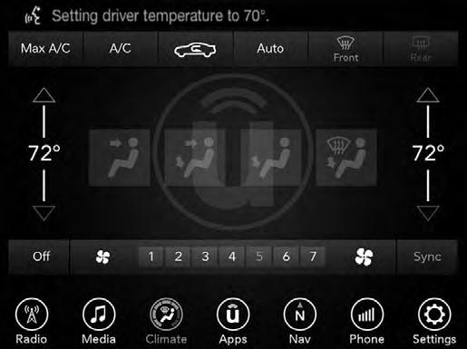 284 UNDERSTANDING YOUR INSTRUMENT PANEL Climate (8.4/8.4 NAV) Too hot? Too cold? Adjust vehicle temperatures hands-free and keep everyone comfortable while you keep moving ahead.