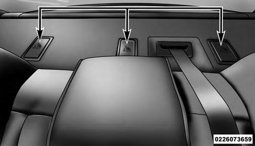 THINGS TO KNOW BEFORE STARTING YOUR VEHICLE 61 Locating The Upper Tether Anchorages There are tether strap anchorages behind each rear seating position located in the panel between the rear seatback