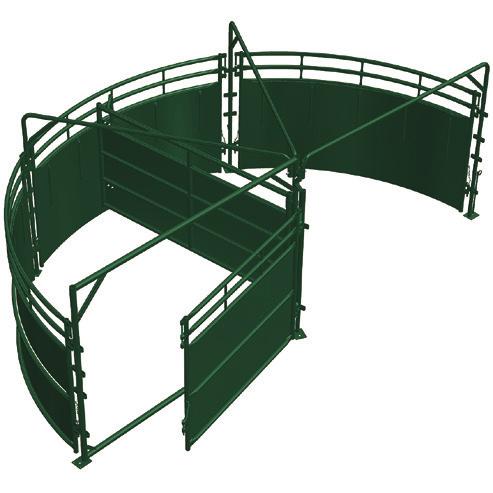 A 3-section tub will make 1/2 of a circle 1370 280 1340 The funnel section can be created with either the 7 load-out panel ( 1370 shown) or a straight panel with a single gate ( 1380) or simply