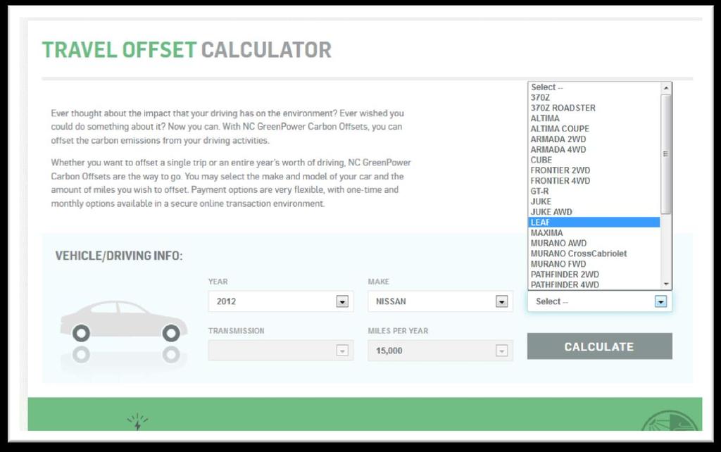 Purchasing RECs and Offsets from NCGP Event Impact Calculator for kwh offset Travel Offset Calculator for individual