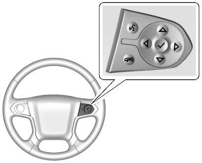 104 Instruments and Controls Steering Wheel Controls If equipped, some audio controls can be adjusted at the steering wheel. g : Press to answer an incoming call or start voice recognition.