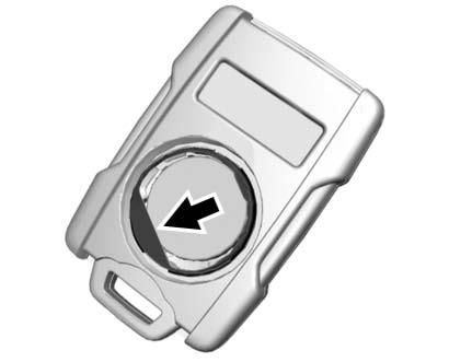 32 Keys, Doors, and Windows 2. Press and slide the battery down toward the pocket of the transmitter in the direction of the key ring. Do not use a metal object. 3. Remove the battery. 4.