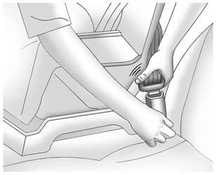 Seats and Restraints 3-51 3. Pick up the latch plate, and run the lap and shoulder portions of the vehicle's safety belt through or around the restraint.