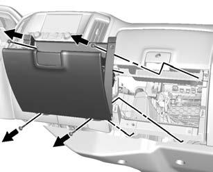 8-6 Climate Controls 3. Close the lower glove box door and pull it from its frame to remove the entire unit. 4. Release the two tabs holding the service door.