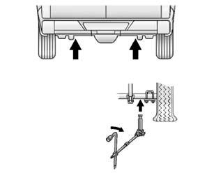Vehicle Care 10-81 5. If the flat tire is on the rear, for 1500 models position the jack under the rear axle about 5 cm (2 in) inboard of the shock absorber bracket.