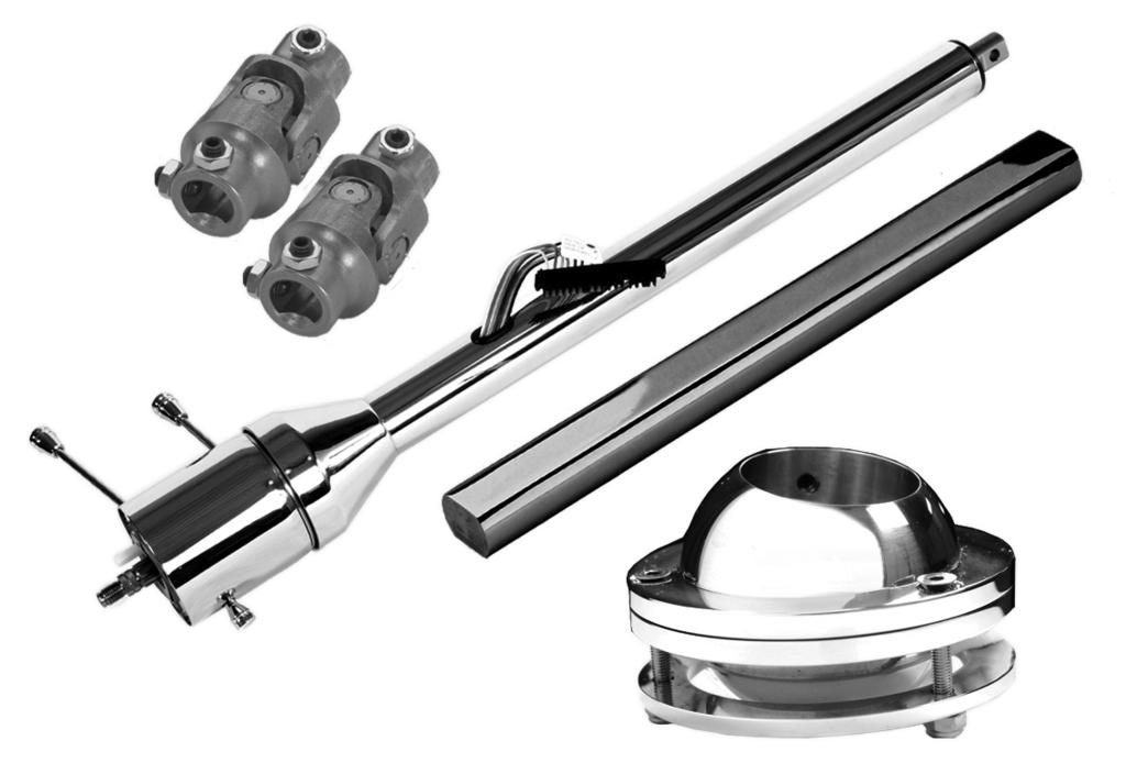 00 Ididit Tilt Column Package Complete package includes 28, 30, or 32 tilt column in paintable steel or chrome, polished aluminum swivel ball floor mount, Borgeson steel DD shaft rod, and two