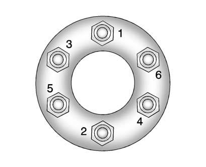 for 312 Vehicle Care 16. Tighten the wheel nuts firmly in a crisscross sequence, as shown. 17. Lower the jack all the way and remove the jack from under the vehicle. 18.