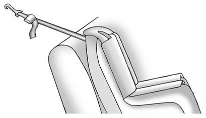 If you are using a single tether in the rear outboard seating position and the head restraint has been removed, route the single tether over the seatback.