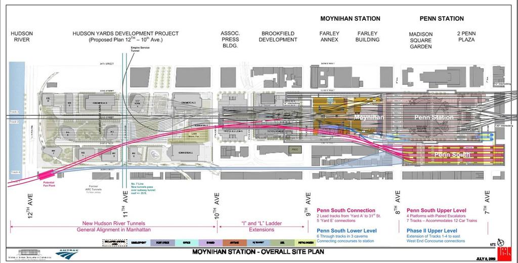 Gateway Program Manhattan Plan View Sketch Plan of Alignments to Penn Station and Penn South Concourses