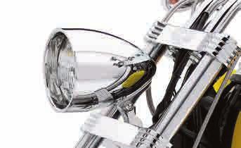 The visor-style shell adds a unique profile to the bike s front end, and the complete kit includes a smooth lens lamp assembly with a replaceable halogen bulb.