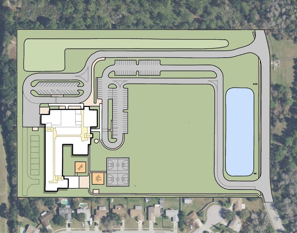 Future Portables Parent Pick Up Suburban Dr Project Data Capacity 650 Student Stations Dry Retention Pond Buses/Service Building Area 76,796 Gross SF Parking 120 Spaces Bus Loop Car Queuing 122 Cars