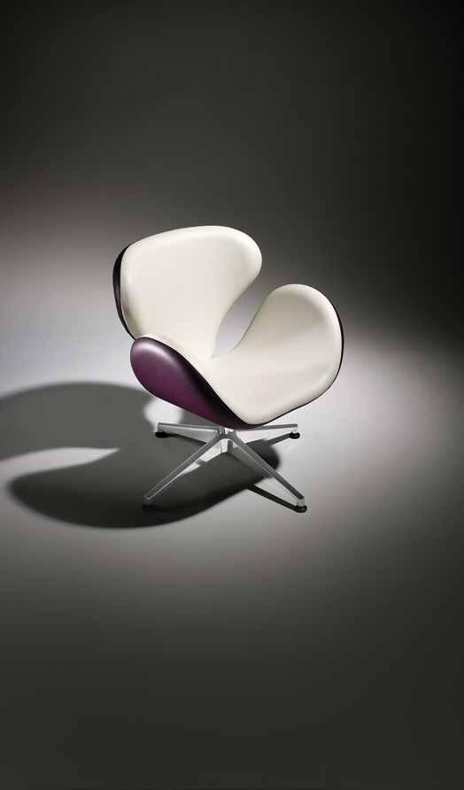 The thick, padded seat and backrest contrast beautifully with the thin, elegant