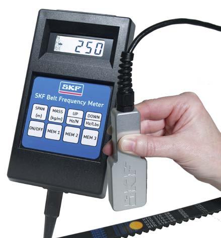 Tensioning with the SKF pen tester This gauge is available to determine the deflection force [kg] required to set and maintain V-belt tension.