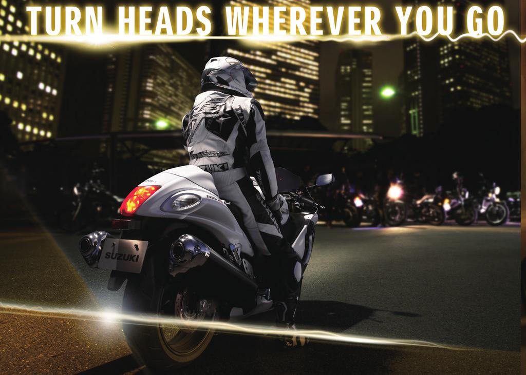 Mean city streets by night or winding country roads under temperate skies, the Hayabusa draws attention wherever you