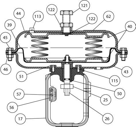 Instruction Manual Baumann Pneumatic Actuators Figure 14. Baumann 70 Actuator E1312 Table 16. Baumann 70 Actuator Parts Key No. Description Part No.