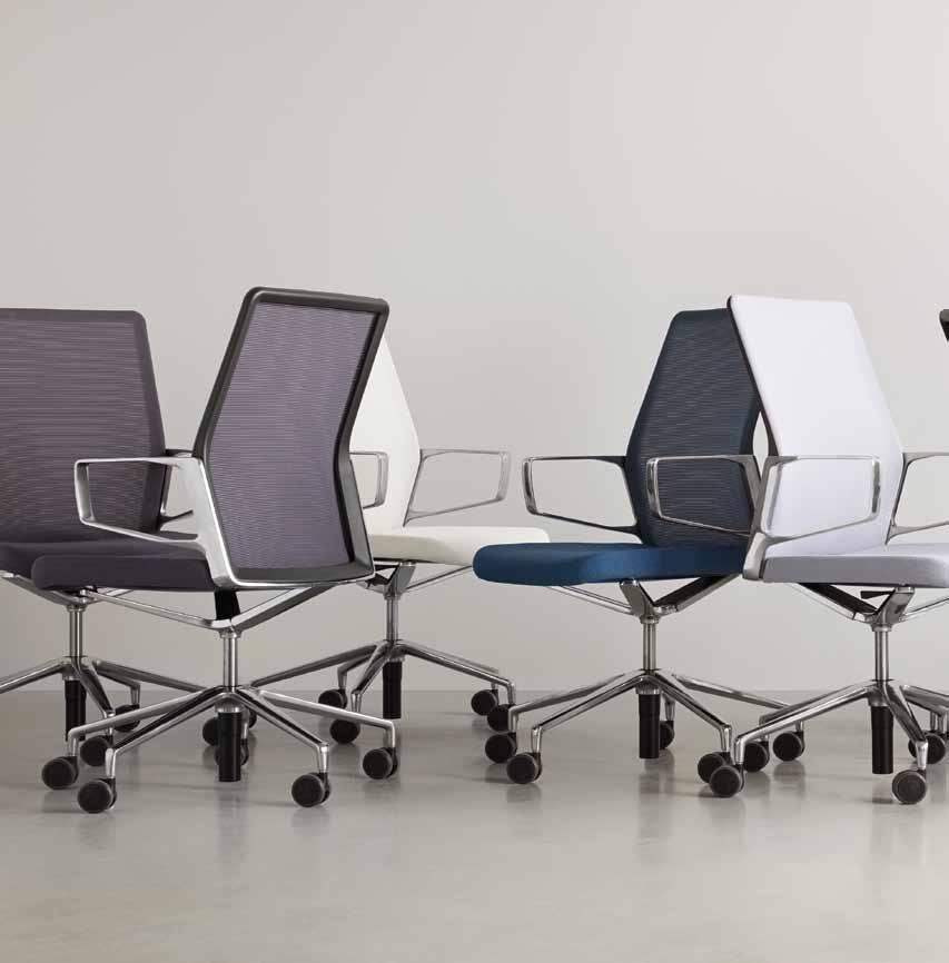 Aesync 11225 Conference chairs, nine in various colors, frames in Polished