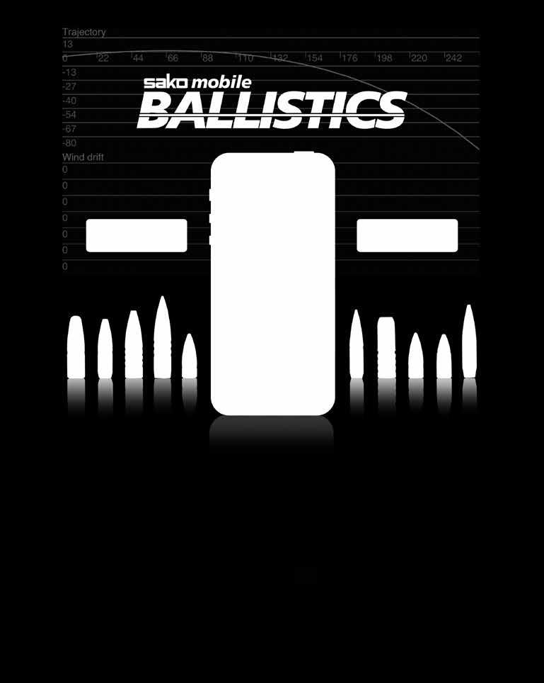 SAKO BALLISTICS The Sako Mobile Ballistics App is an easyto-use ballistic calculator allowing hunters and long-range shooters to identify the right cartridge for the given purpose.