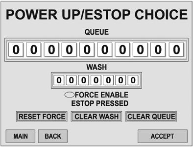 Chapter 4 Operator Interface/Standard Wash Operation Screens User User / Power Up Choice Screen Key: This screen is to monitor wash status