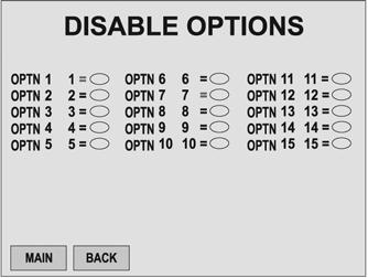 The value of the Options may be negative Setup / Options / Option Block Screen Key: The Options are DISABLED when the oval to the right is filled.
