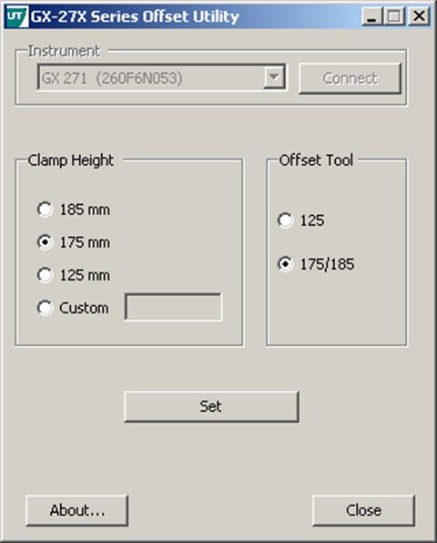 Operation 3 Running Programs 5 Select the Clamp Height and the Offset Tool and press Set.