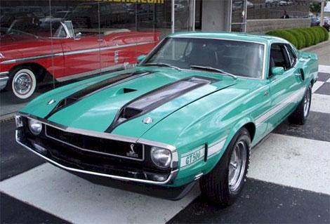 2009 Muscle Machine of the Year. Lot #670 1970 SHELBY GT500 FASTBACK VIN 0F02R483274 Spectacular Grabber Green with white stripes and black deluxe interior.
