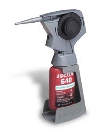 G I 1 4 50 ml Loctite Product Container: Pass neck of bottle through the hole at the top of the stand, place one rubber washer over the neck of the product container, and screw the hand pump onto the
